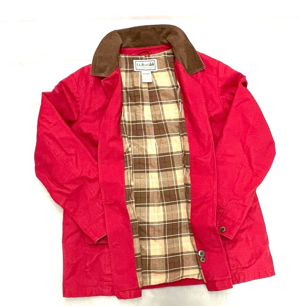 L.L. Bean corduroy neck chore barn women red jacket Sz XL